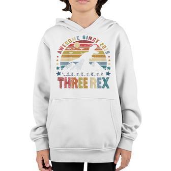 Kids Three Rex 3Rd Birthday Gifts Third Dinosaur 3 Year Old Boy V6 Youth Hoodie - Thegiftio UK