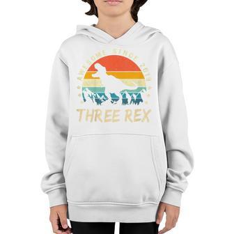 Kids Three Rex 3Rd Birthday Third Dinosaur 3 Year Old Boys V2 Youth Hoodie - Thegiftio UK