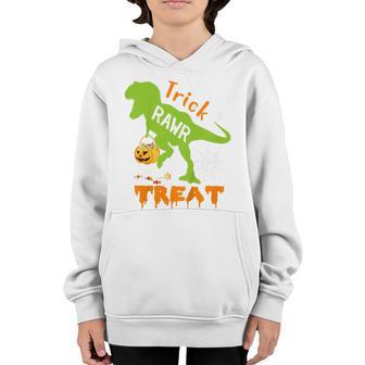 Kids Trick Rawr Treat Dinosaur Dino T Rex Toddler Boys Halloween Youth Hoodie - Thegiftio UK
