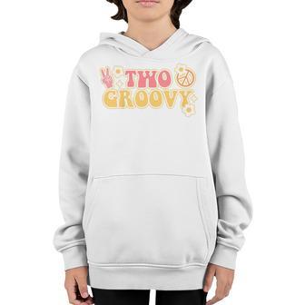 Kids Two Groovy Toddler Girl Two Groovy Birthday Youth Hoodie - Thegiftio UK