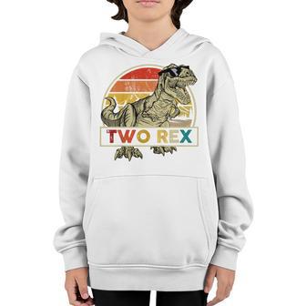 Kids Two Rex 2Nd Birthday Boys Second Dinosaur 2 Year Old Youth Hoodie - Thegiftio UK