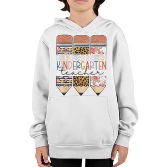 Kindergarten Teacher Funny Leopard Pencil Back To School Youth Hoodie - Thegiftio UK