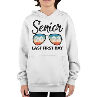 Last First Day Senior 2023 Retro Sunglasses Youth Hoodie - Thegiftio UK