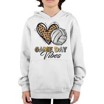 Leopard Heart Volleyball Game Day Vibes Volleyball Lover Youth Hoodie - Thegiftio UK