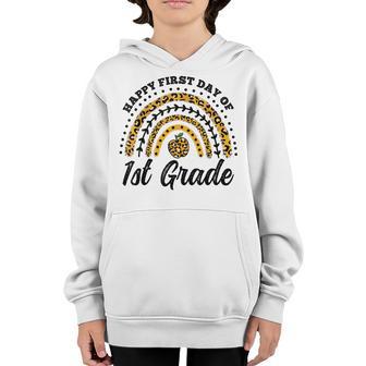 Leopard Rainbow Happy First Day Of 1St Grade Youth Hoodie - Thegiftio UK