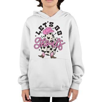 Let’S Go Ghouls Halloween Spooky Western Cowgirl Retro Youth Hoodie - Thegiftio UK
