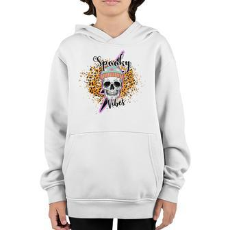 Lighting Skull Thick Thights And Spooky Vibes Halloween Youth Hoodie - Seseable