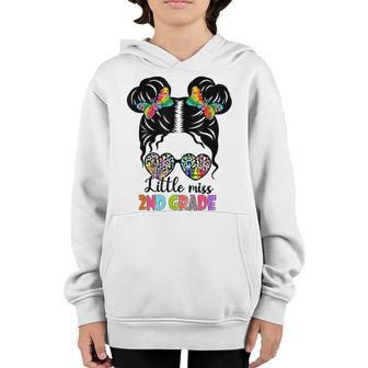 Little Miss 2Nd Grade Messy Bun Leopard Back To School V2 Youth Hoodie - Seseable