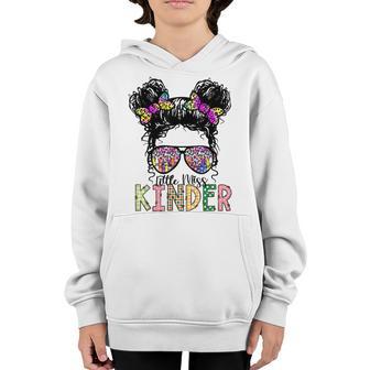 Little Miss Kindergarten Messy Bun Sunglass Leopard Tie Dye Youth Hoodie - Thegiftio UK