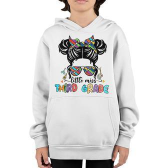 Little Miss Third Grade Funny Messy Bun Back To School V2 Youth Hoodie - Seseable