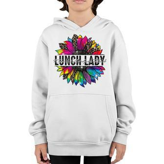 Lunch Lady Sunflower Leopard Tie Dye Back To School Youth Hoodie - Thegiftio UK