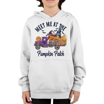 Meet Me At The Pumpkin Patch Kids Halloween Truck Youth Hoodie - Thegiftio UK