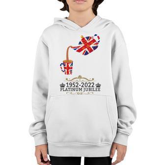 Platinum Jubilee 2022 Union Jack For Kids & Jubilee Teapot V2 Youth Hoodie - Thegiftio UK