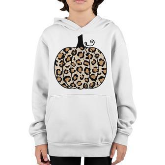 Pumpkin Leopard Print Thanksgiving Fall For Women N Girls V2 Youth Hoodie - Thegiftio UK