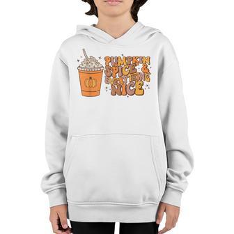 Pumpkin Spice Everything Nice Autumn Fall Thanksgiving Retro Youth Hoodie - Thegiftio UK