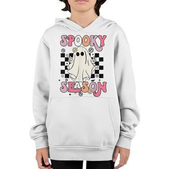 Retro Hippie Halloween Cute Ghost Spooky Season Women Kids V3 Youth Hoodie - Thegiftio UK