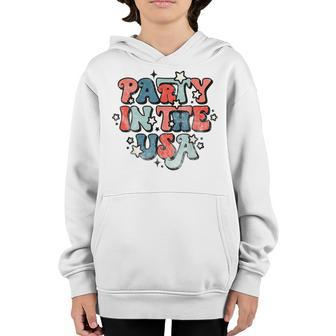 Retro Party In The Usa 4Th Of July Patriotic Youth Hoodie - Seseable