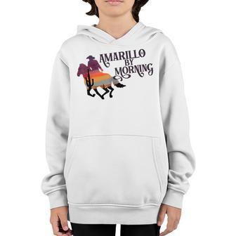 Retro Sunset Cowboy Amarillo By Morning Western Country Youth Hoodie - Thegiftio UK