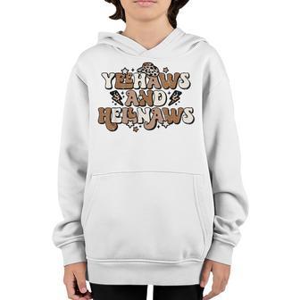Retro Yeehaws & Hellnaws Western Country Cowgirl Cowboy Gift Youth Hoodie - Thegiftio UK
