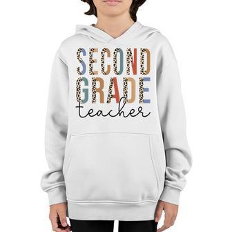 Second Grade Teacher Leopard Teachers Day Back To School Youth Hoodie - Thegiftio UK