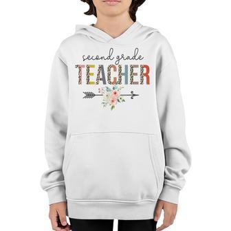 Second Grade Teacher Leopard Teachers Day Back To School Youth Hoodie - Thegiftio UK