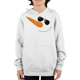 Snowman Face With Carrot Nose And Sunglasses Boys Girls Kids Youth Hoodie - Thegiftio UK