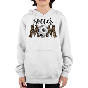 Soccer Mom Cute Mom Life Soccer Game Day Cheer Mom Leopard V2 Youth Hoodie - Thegiftio UK