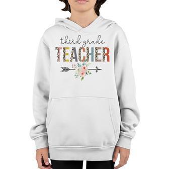 Third Grade Teacher Leopard Teachers Day Back To School Youth Hoodie - Thegiftio UK