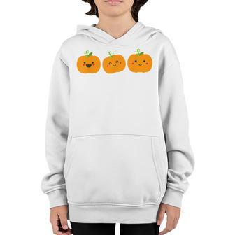 Three Cute Pumpkins For Kids Halloween And Fall Season Youth Hoodie - Thegiftio UK