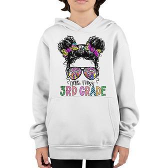 Tie Dye Little Miss 3Rd Grade Messy Bun Back To School Girl Youth Hoodie - Thegiftio UK