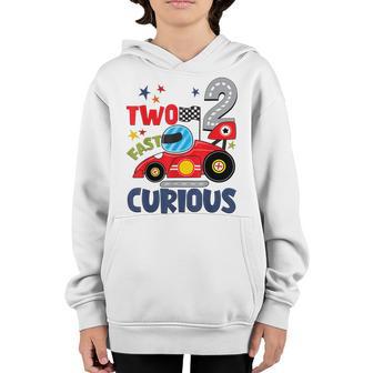 Two Fast 2 Curious Birthday Decorations 2Nd Birthday Boy Youth Hoodie - Thegiftio UK