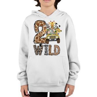 Two Wild Animal Safari 2Nd Birthday Theme Boy Girl Kids Youth Hoodie - Thegiftio UK