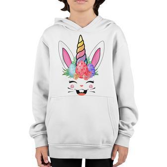 Unicorn Easter Bunny Cute Bunny Face Girls Toddlers Youth Hoodie - Thegiftio UK