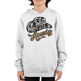 Vintage Leopard Cowboy Hat Howdy Western Country Cowgirls Youth Hoodie - Thegiftio UK