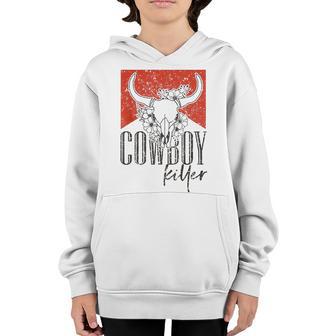 Western Cowgirl Vintage Punchy Cowboy Killers Bull Horn Youth Hoodie - Thegiftio UK