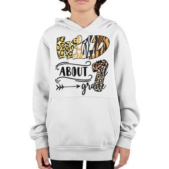 Wild About 1St Grade Leopard Back To School Teacher Kids Youth Hoodie - Thegiftio UK