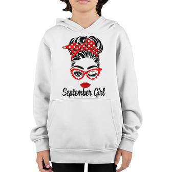 Womens Born In September Girl Wink Eye Woman Face Bandana Youth Hoodie - Thegiftio UK