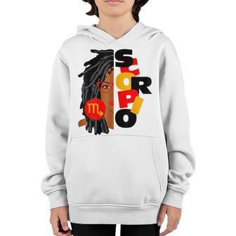 Womens Scorpio Girl Afro Locs Girl Zodiac Signs Birthday Youth Hoodie - Thegiftio UK