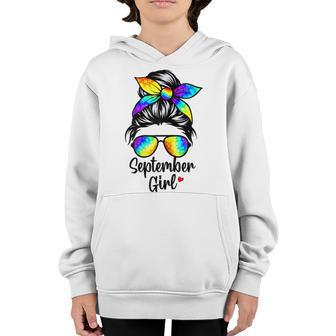 Womens September Girl Birthday Women Face Wink Eye Tie Dye Bandana Youth Hoodie - Thegiftio UK