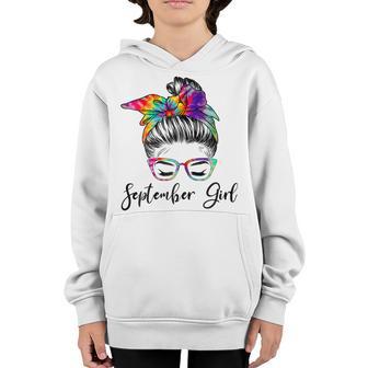Womens September Girl Wink Eye Woman Face Was Born In September V3 Youth Hoodie - Thegiftio UK