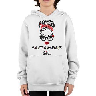 Womens September Girl Wink Eye Woman Face Wink Eyes Lady Birthday V2 Youth Hoodie - Thegiftio UK