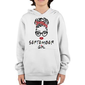 Womens September Girl Wink Eye Woman Face Wink Eyes Lady Birthday V3 Youth Hoodie - Thegiftio UK