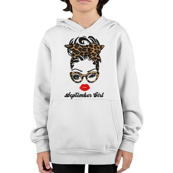 Womens September Girl Woman Face Wink Eyes Lady Face Birthday Youth Hoodie - Thegiftio UK