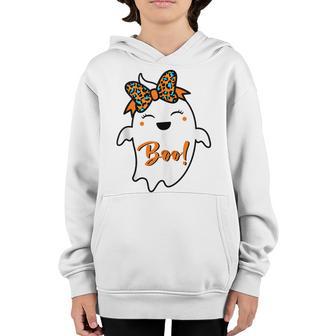 Leopard Boo Halloween Spooky Vibes Autumn Halloween Kid Youth Hoodie - Thegiftio UK