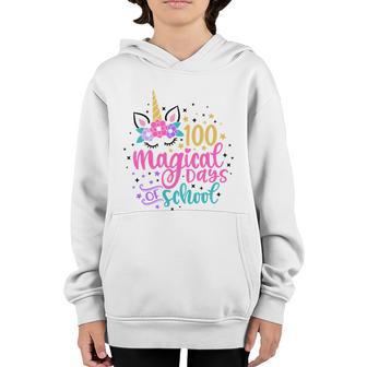 100 Magical Days Of School Cute Unicorn Back To School Youth Hoodie - Thegiftio UK
