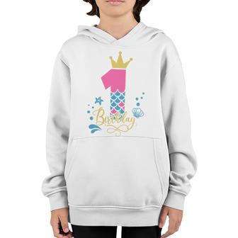 1St Birthday Mermaid Gift For Birthday Birthday Girl Graphic Design Printed Casual Daily Basic Youth Hoodie - Thegiftio UK