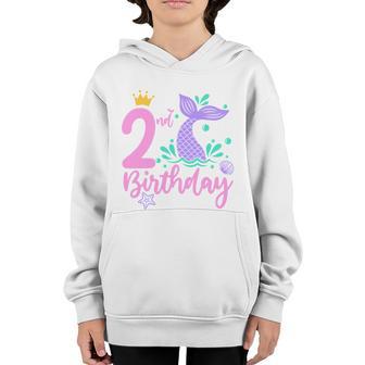 2Nd Birthday Mermaid Gift For Birthday Second Birthday Girl Graphic Design Printed Casual Daily Basic V2 Youth Hoodie - Thegiftio UK