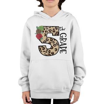 5Th Grade Leopard Floral Back To School Teacher Student Graphic Design Printed Casual Daily Basic Youth Hoodie - Thegiftio UK