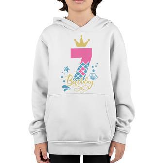 7Th Birthday Mermaid Gift For Birthday Seventh Birthday Girl Graphic Design Printed Casual Daily Basic Youth Hoodie - Thegiftio UK