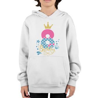 8Th Birthday Mermaid Gift For Birthday Eighth Birthday Girl Graphic Design Printed Casual Daily Basic Youth Hoodie - Thegiftio UK